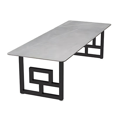 Nordic-Style Marble and Slate Rectangular Conference Table