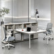 Office Desk with Large Side Cabinet, Fabric Privacy Panel and Built-In Power Outlet