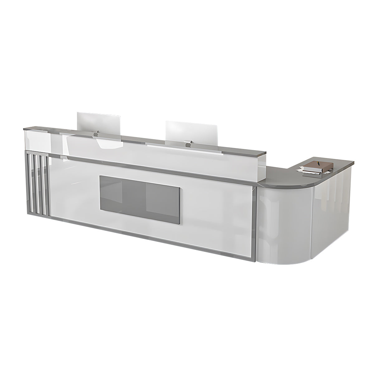 Modern Elegant Glossy Reception Desk with Corner Design