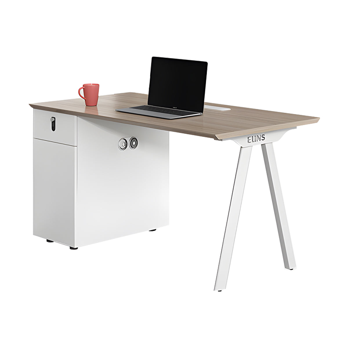 Multi-Person Office Desk with Built-In Outlets for Office Workstation