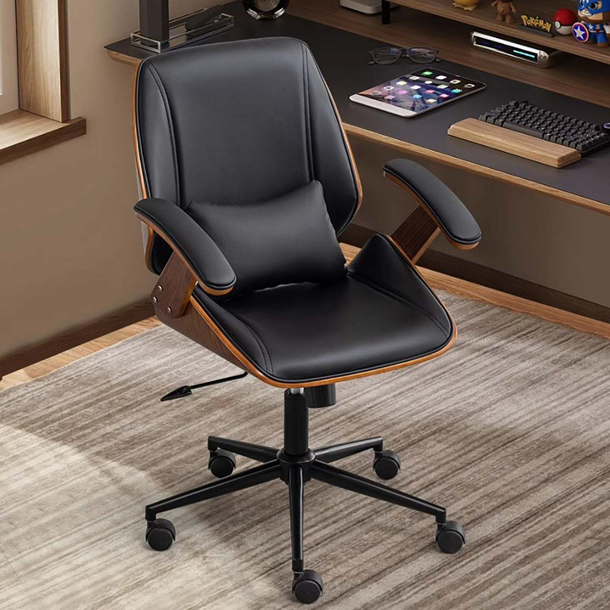 Business-Stylish Office Chair with Comfortable Seat Cushion and Padded Armrests