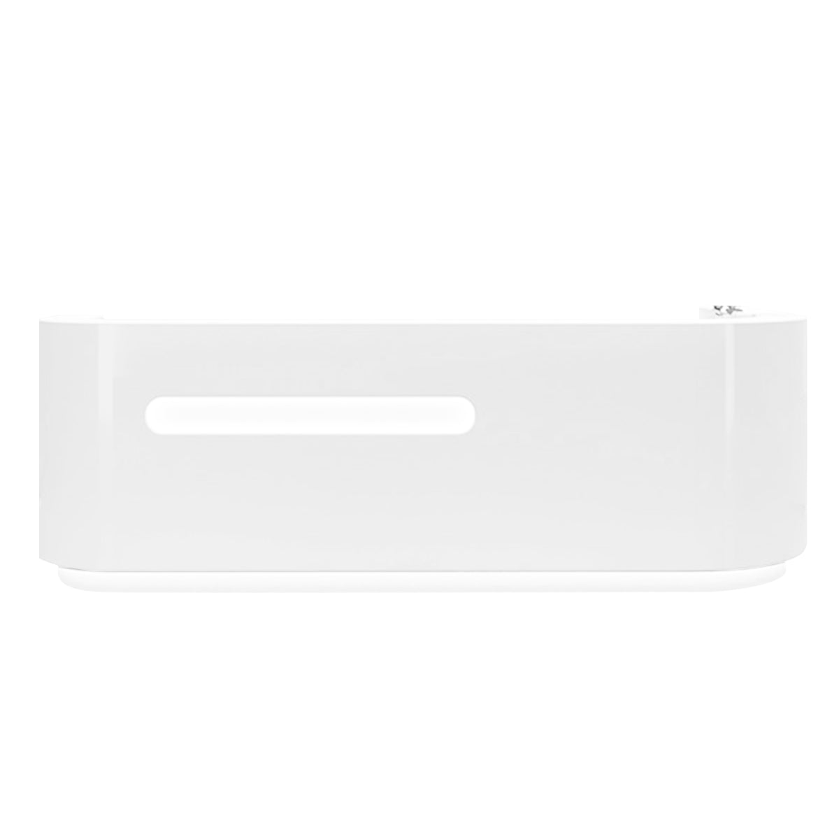 Modern High-Gloss Reception Desk with LED Accent Lighting and Lockable Storage