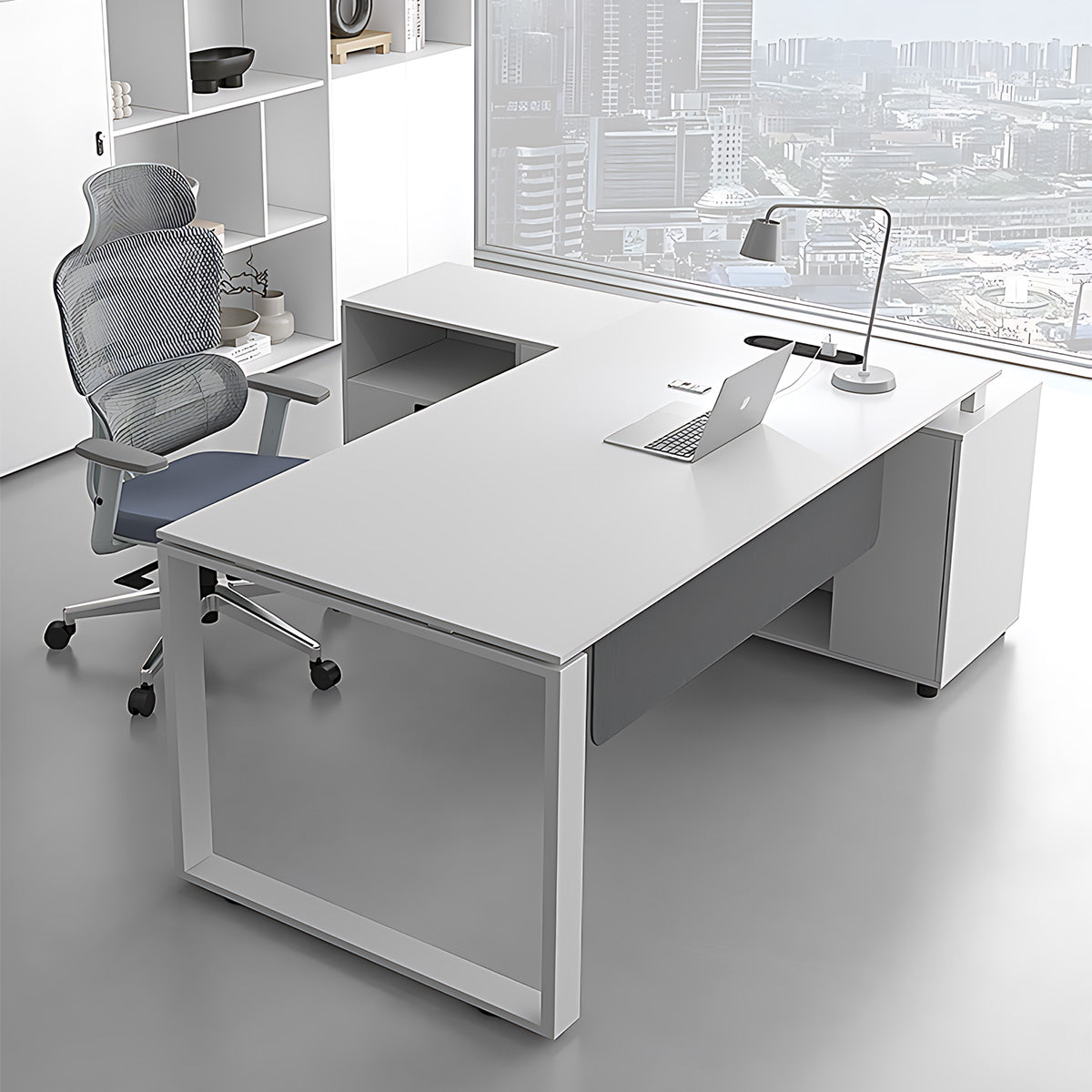 Minimalist Steel Office Desk with Cable Management