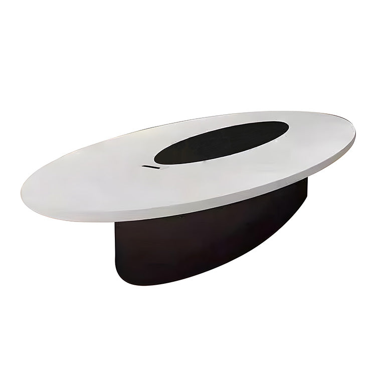 White Lacquered Oval Conference Table Simple Modern