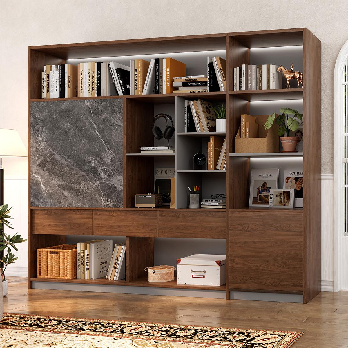 Modern Large-capacity File Cabinet with Sliding Doors for Office（Stock Items）