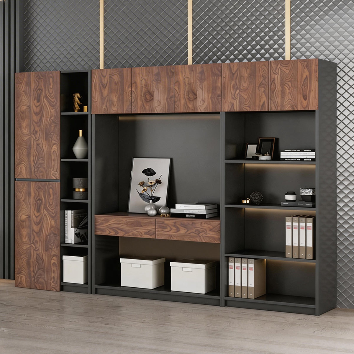 Storage Cabinet, main product view, Solid Wood Storage Cabinet With Multi-Zone Storage & Refined Design finish, for office storage space, office...