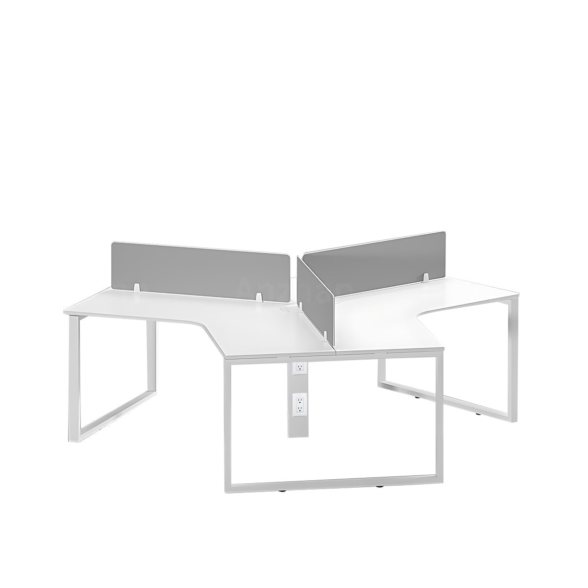 Minimalist Practical Gray and White Employee Desk with Privacy Panel and Sturdy Legs