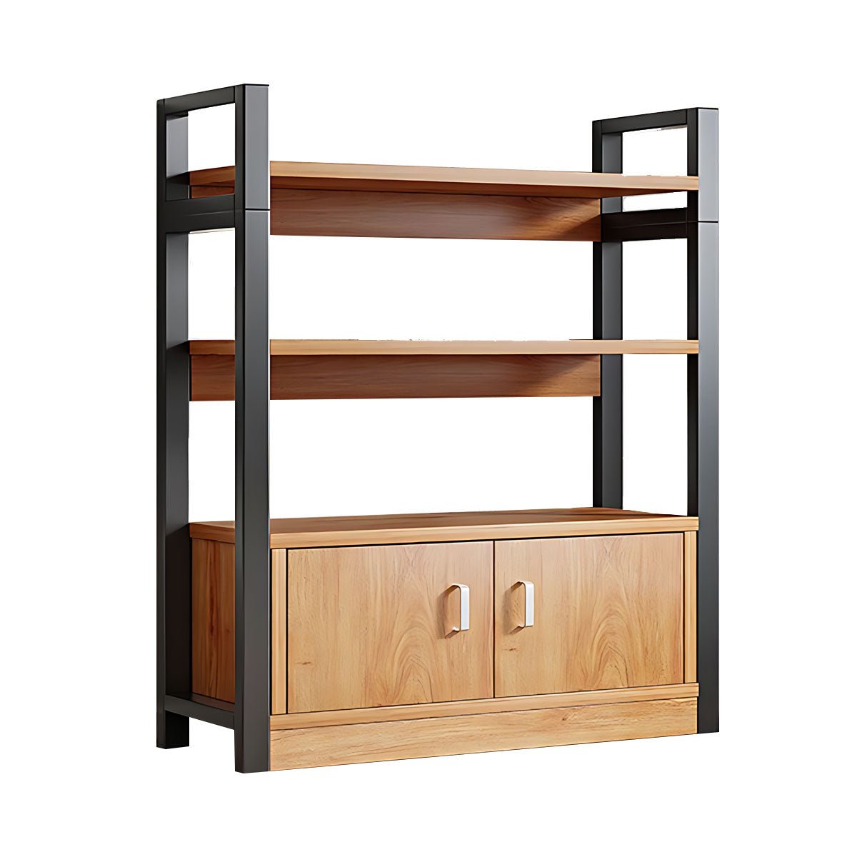 Modern Bookshelf with Thick Wood Shelves, Durable Open Storage