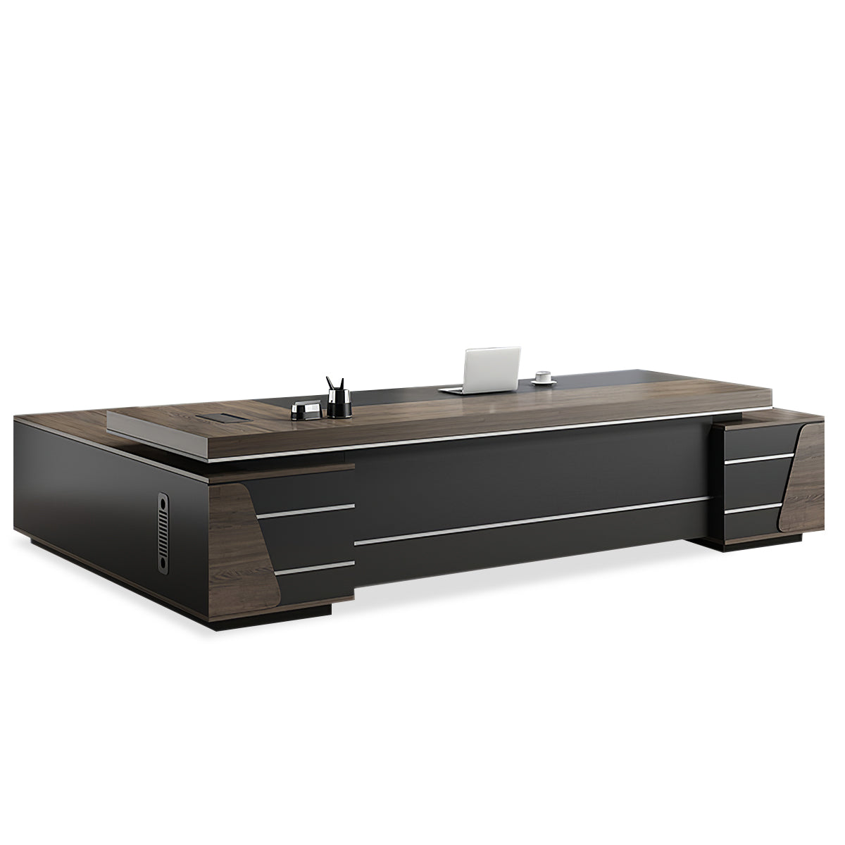 Modern L-shaped Executive Desks with Side Storage Cabinet