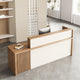 Stylish Reception Desk with Dual-Tier Surface and Secure Storage for Office, Salons and Retail Stores