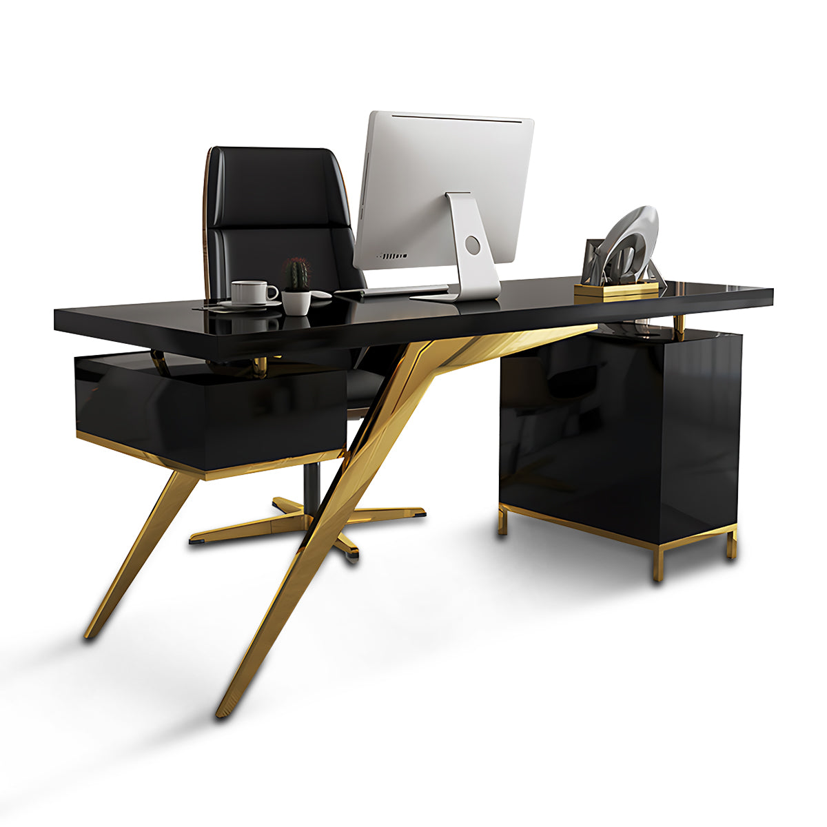 Minimalist Luxury Rectangular Executive Desk with Unique Leg Design