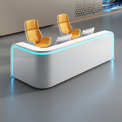 Modern Reception Desk with Pull-Out Keyboard Tray & Lockable Drawer