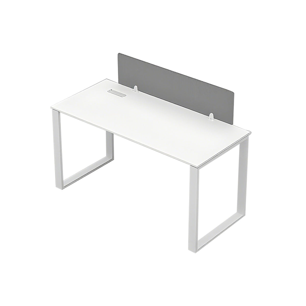 Minimalist Practical Gray and White Employee Desk with Privacy Panel and Sturdy Legs