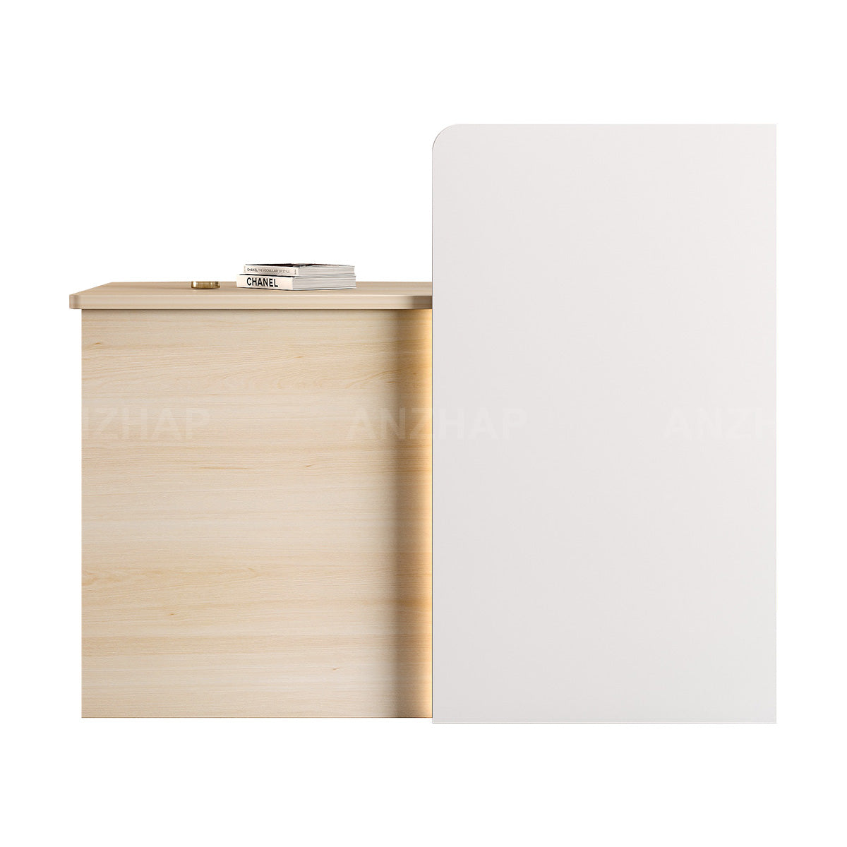 Elegant Reception Desk with Cable Management and Secure Storage for Offices