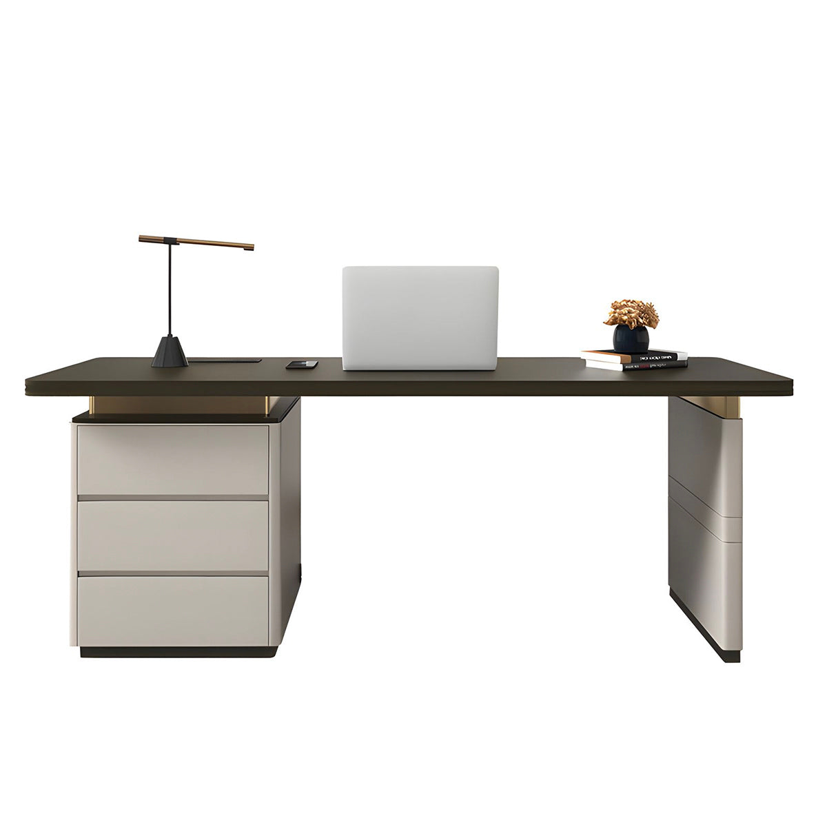 Stylish Office Desk with Rounded Corners and Under-Desk Grommet for Office