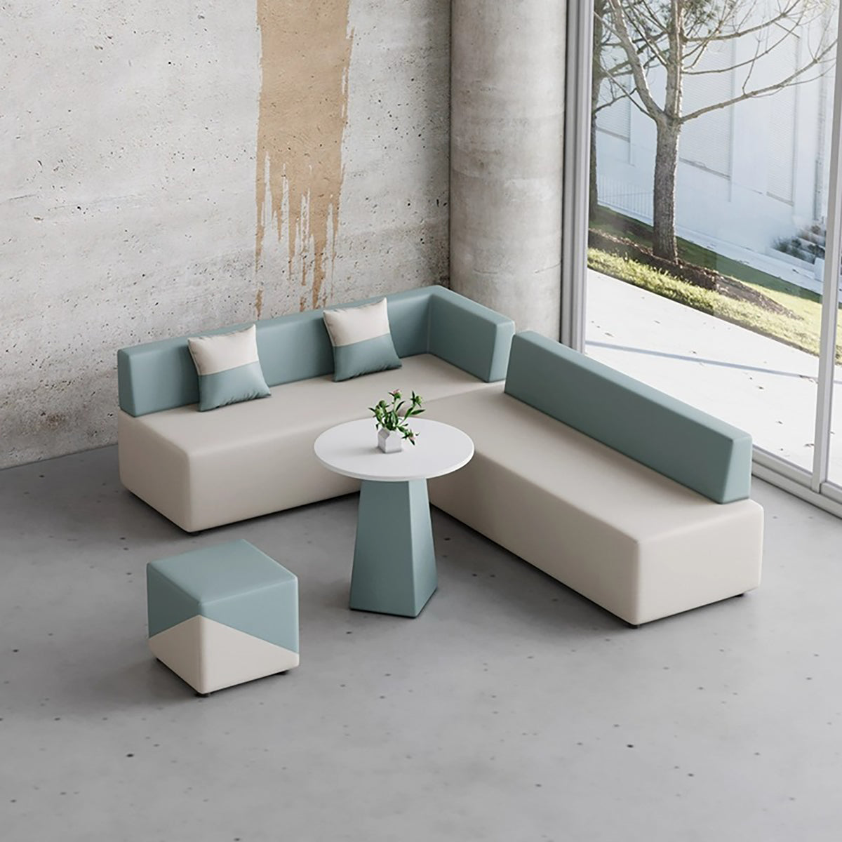 Timeless Stylish Sectional Sofa Featuring Two-Tone Color Blocking