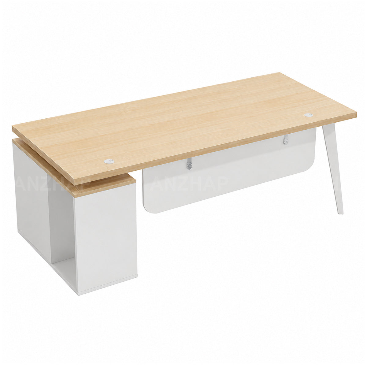 Executive Desk with Side Storage, Lockable Drawer, CPU Tower Space and Cable Grommets