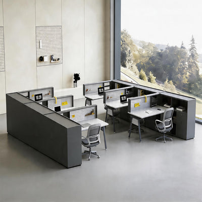 Sleek Office Desk with Integrated Power, Storage & Pegboard