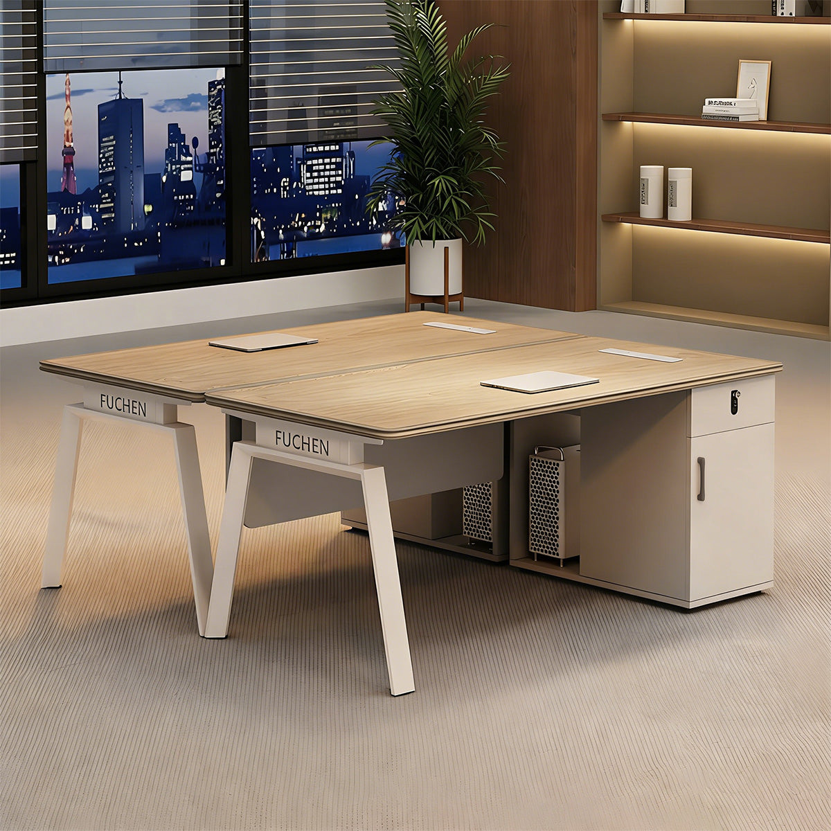 Minimalist Office Desk with Steel Legs and Privacy Panel