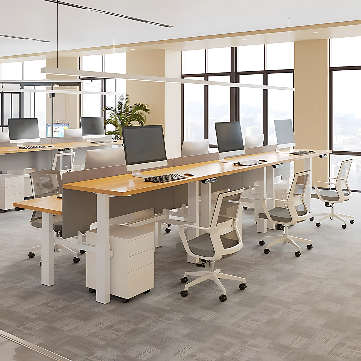 Stylish Modern Electric Height Adjustable Desk with Sturdy Legs and Spacious Desktop