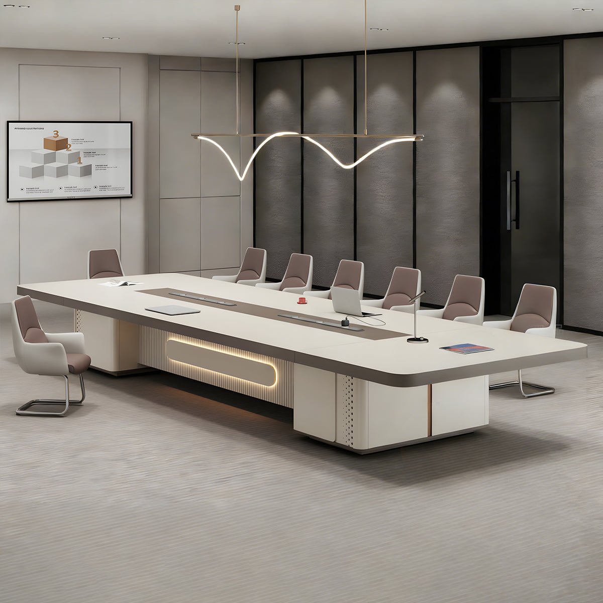 Spacious Conference Table for Meetings with Reinforced Desktop & Storage