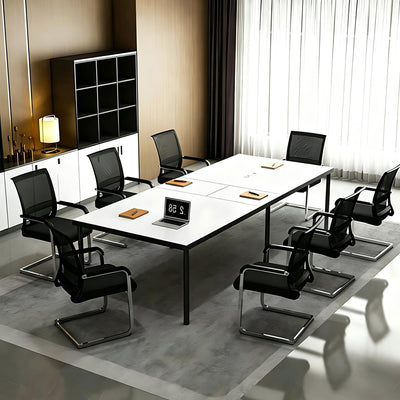 Spacious Conference Table with Built-In Cable Management and Carbon Steel Legs