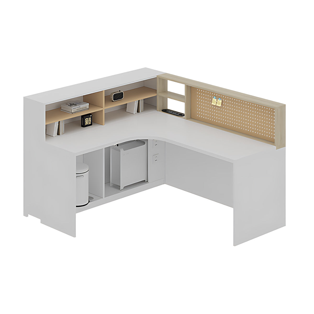 Modern Minimalist Office Desk with Built-In Outlets, Generous Storage, and Cable Management