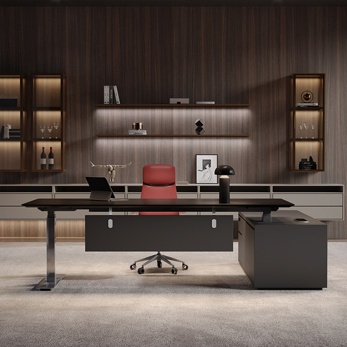 Modern Electric Office Desk Adjustable Height Storage Drawers