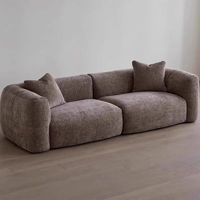 French Minimalist Fabric Backrest Sofa with Thick Seat Cushions