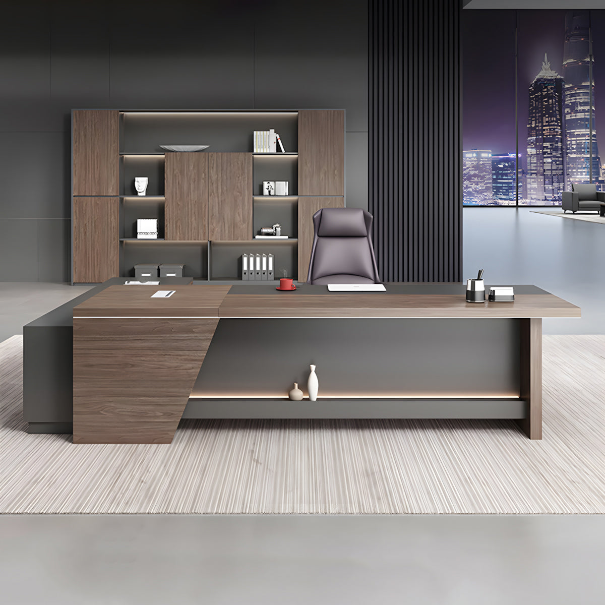 Executive Desk, angled product view, for executive office workspace, modern executive office furniture