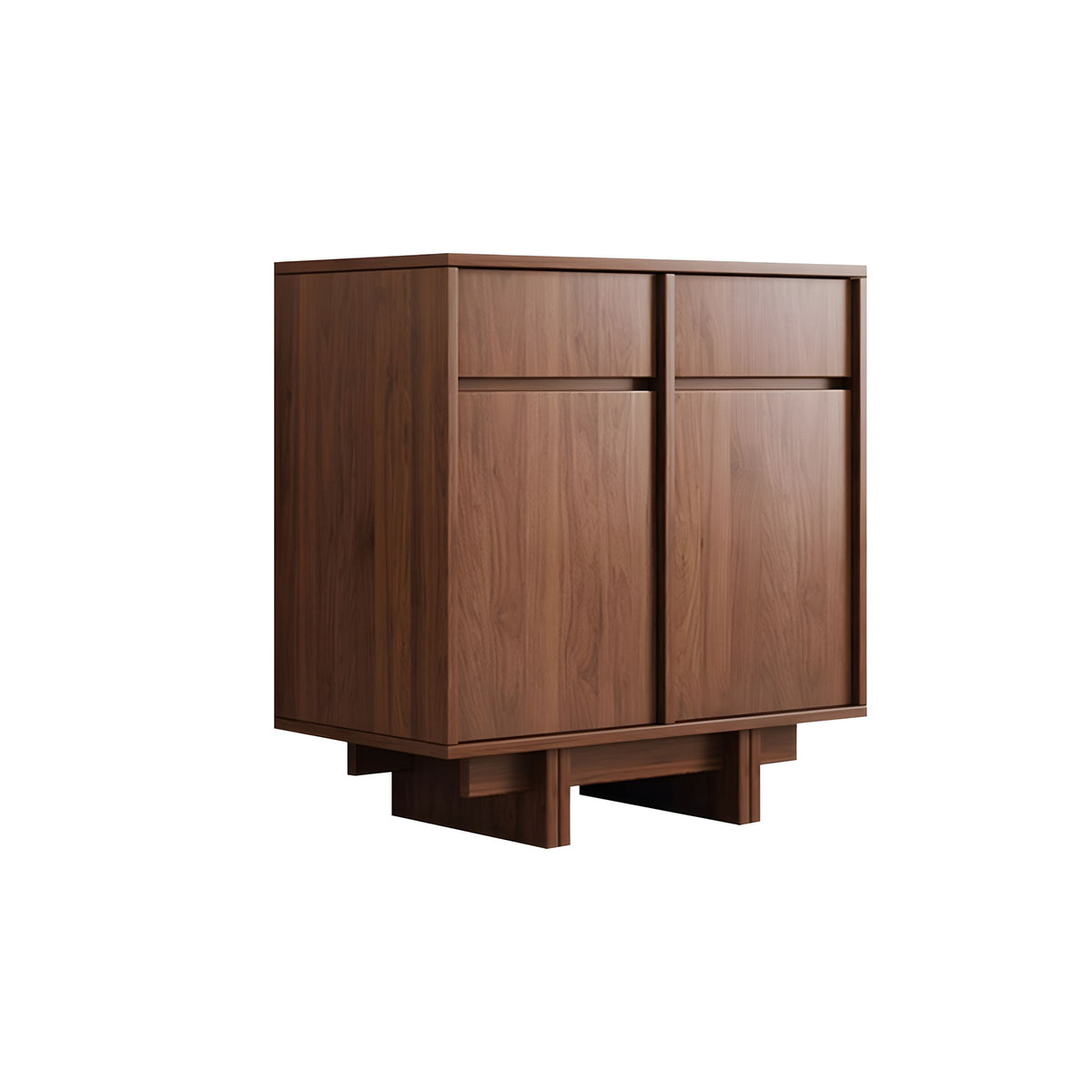 Modern Rustic Solid Wood Sideboard Buffet with Large Storage and Open Base