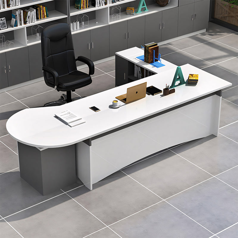 Modern Style White Executive Desk, Sturdy and Durable with Rounded Corners