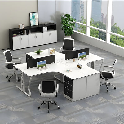 Employee Desk Minimalist Melamine Top Scratch Resistant Steel Legs