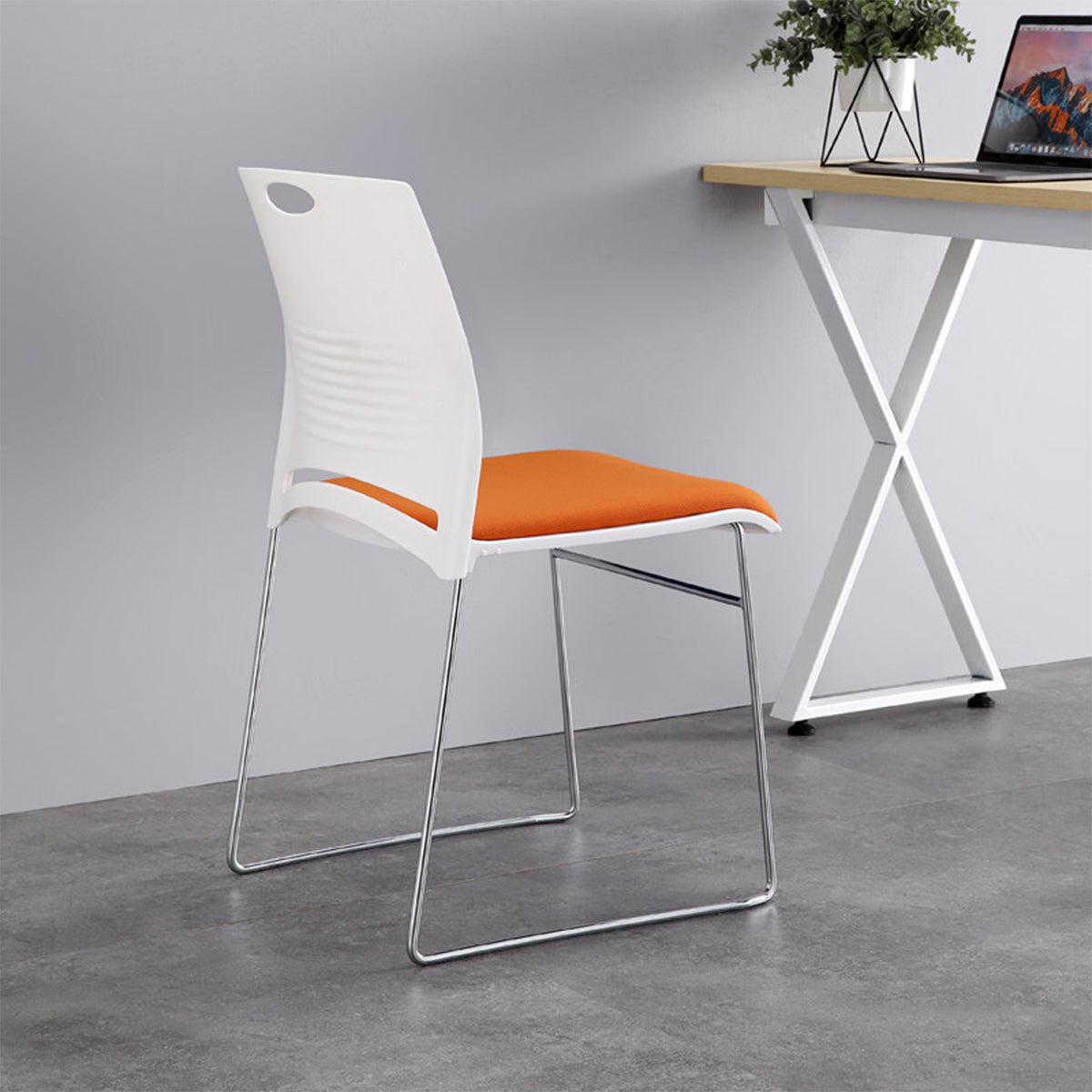 Commercial Armless Office Chair with Steel Frame & Tool-Free Assembly