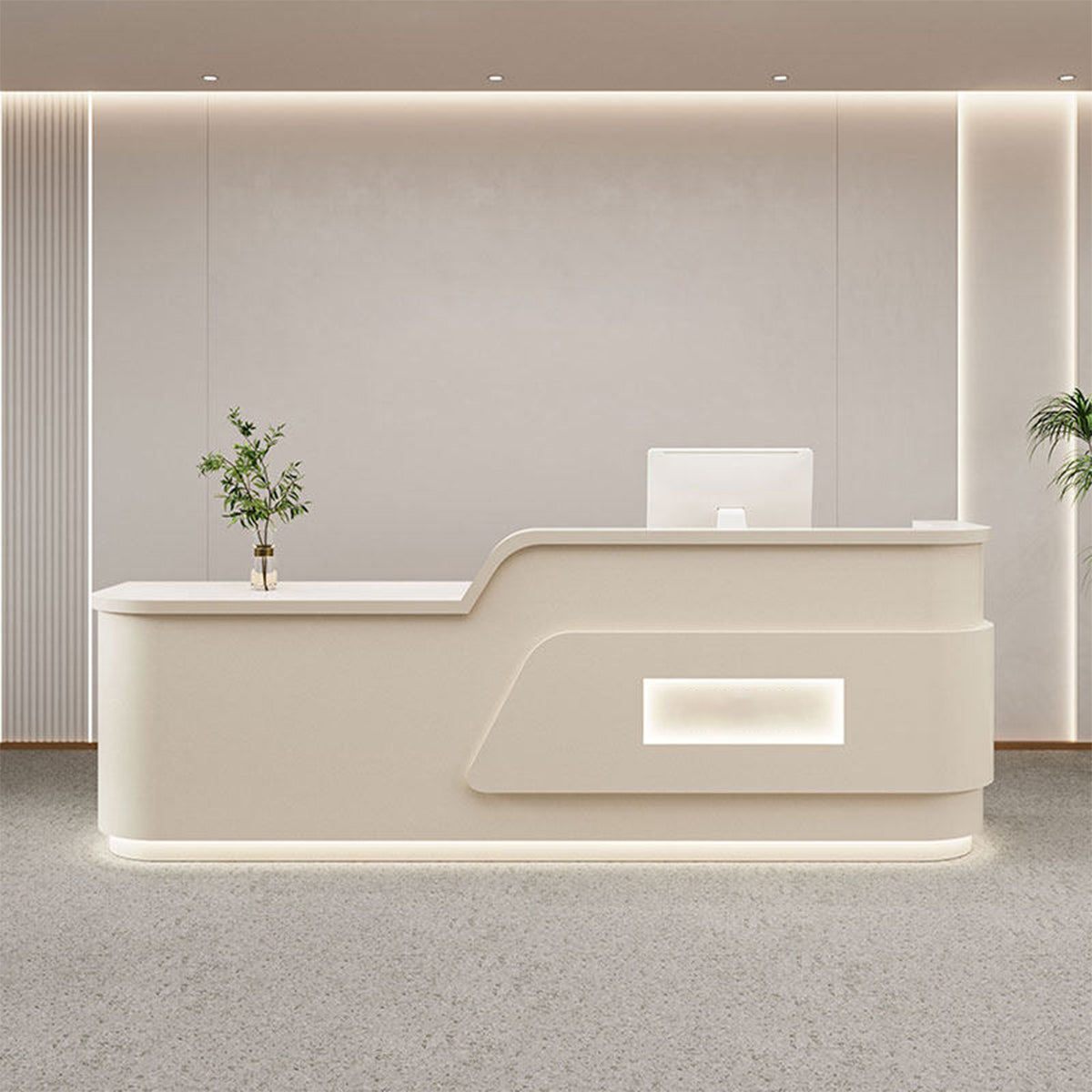 Stylish Reception Desk with LED Lighting for Modern Office Spaces