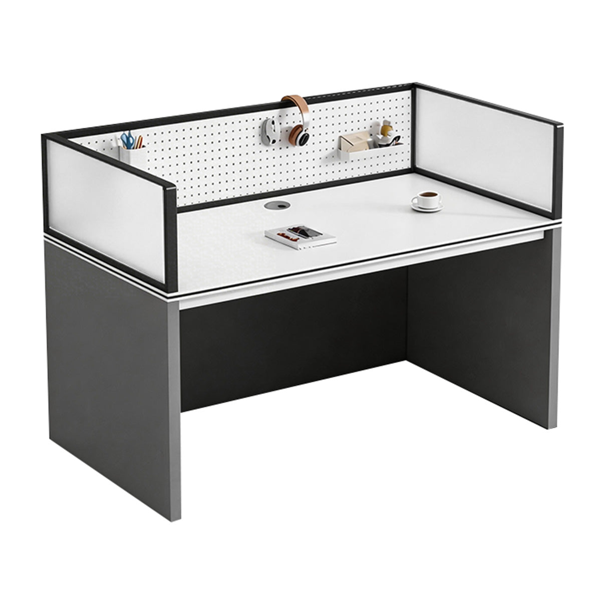 Modern Minimalist Office Desk with Functional Privacy Panels, Ample Storage Space