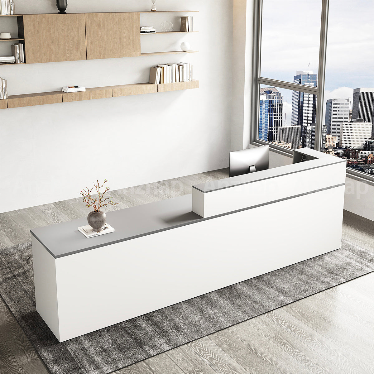 Modern reception desk with Keyboard Tray and Drawer