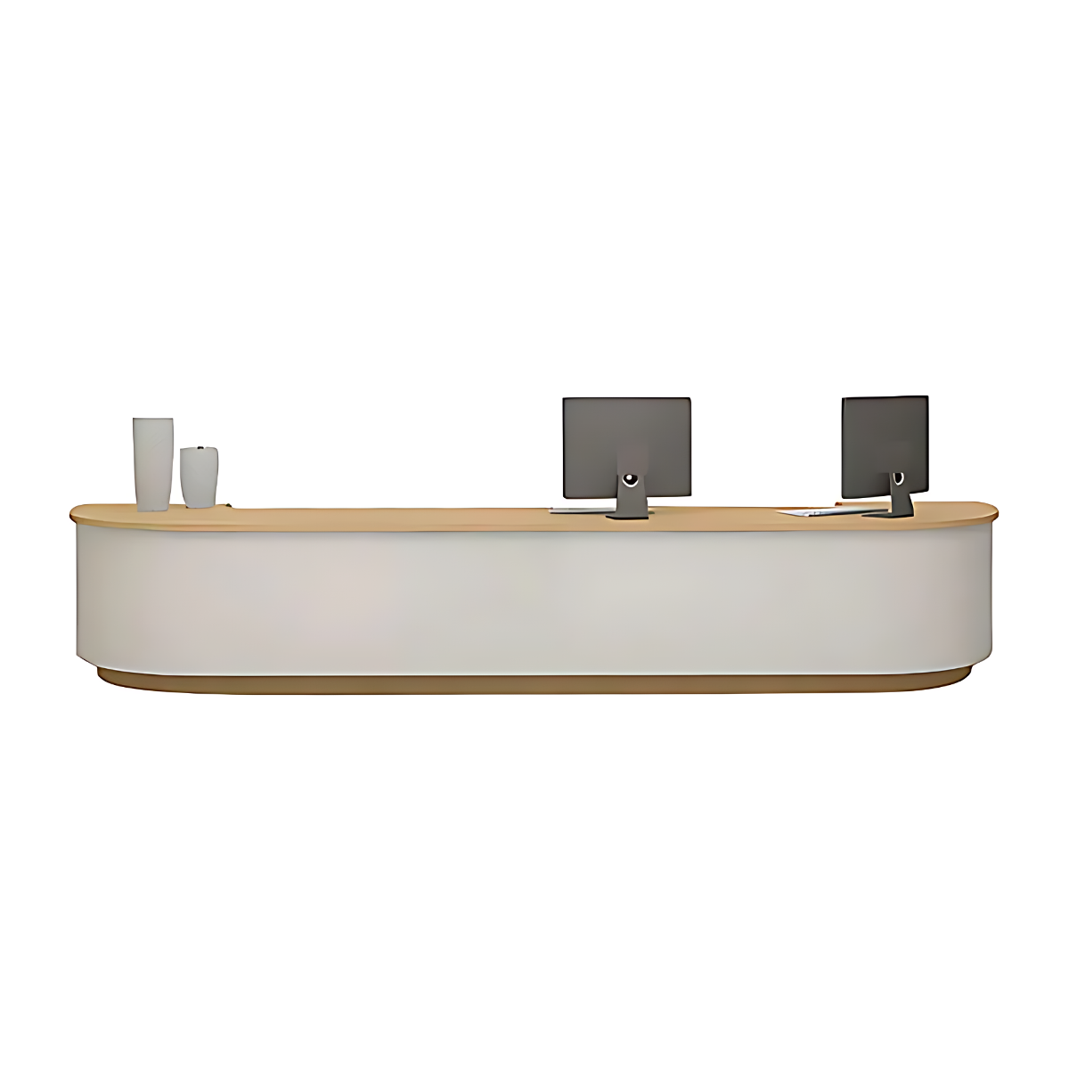 Simple white U-shaped reception desk