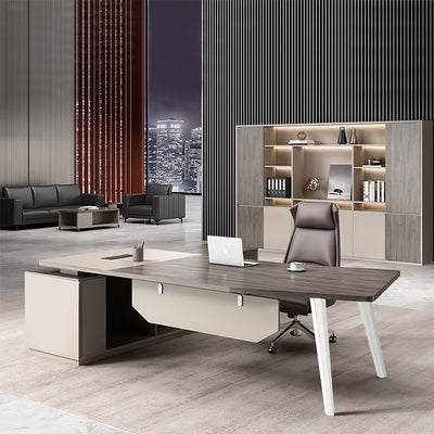 Sleek Panel-style Executive Office Desk and Chair Combination