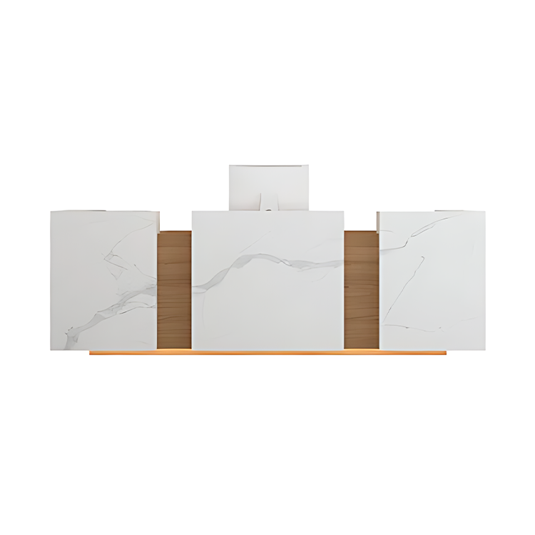 Marble Pattern Reception Desk Efficient Storage Easy Maintenance Durable Design