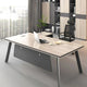 Minimalist Modern Natural-Colored Executive Desk with Gray Privacy Panel Design (West Coast)