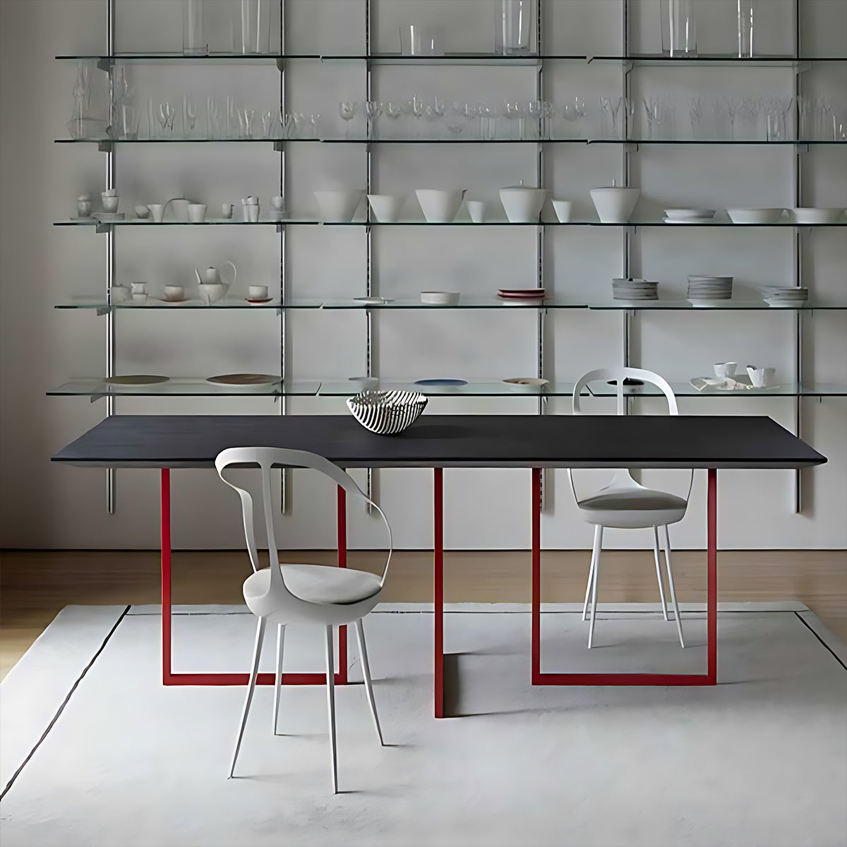 Solid Wood Conference Table Minimalist Design Steel Frame