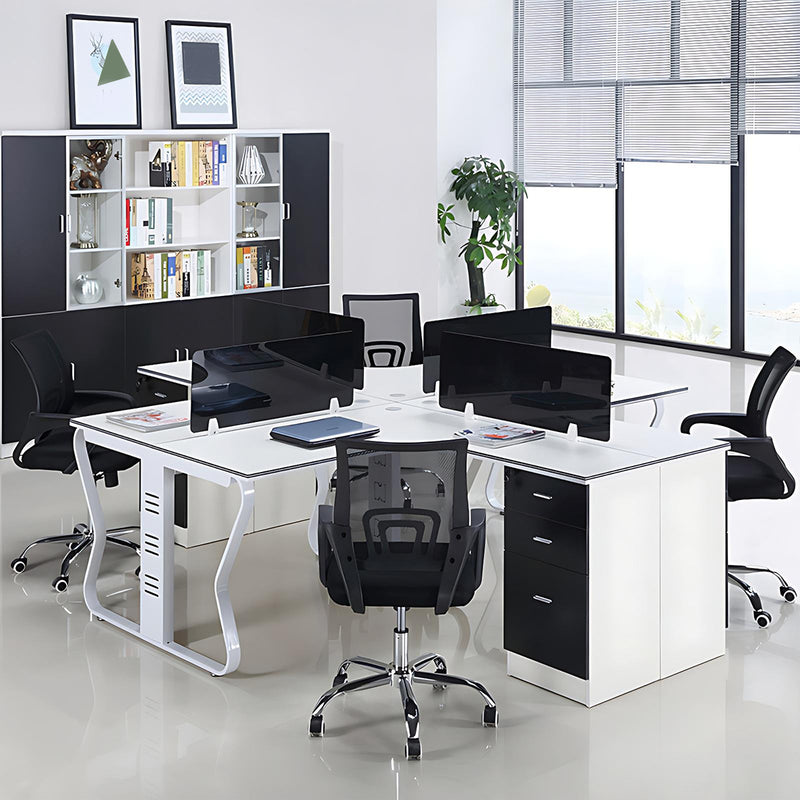 Modular Office Desk Eco-Friendly Board Steel Frame Cable Management