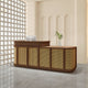 Vintage Minimalist Reception Desk Rattan Storage Keyboard Tray