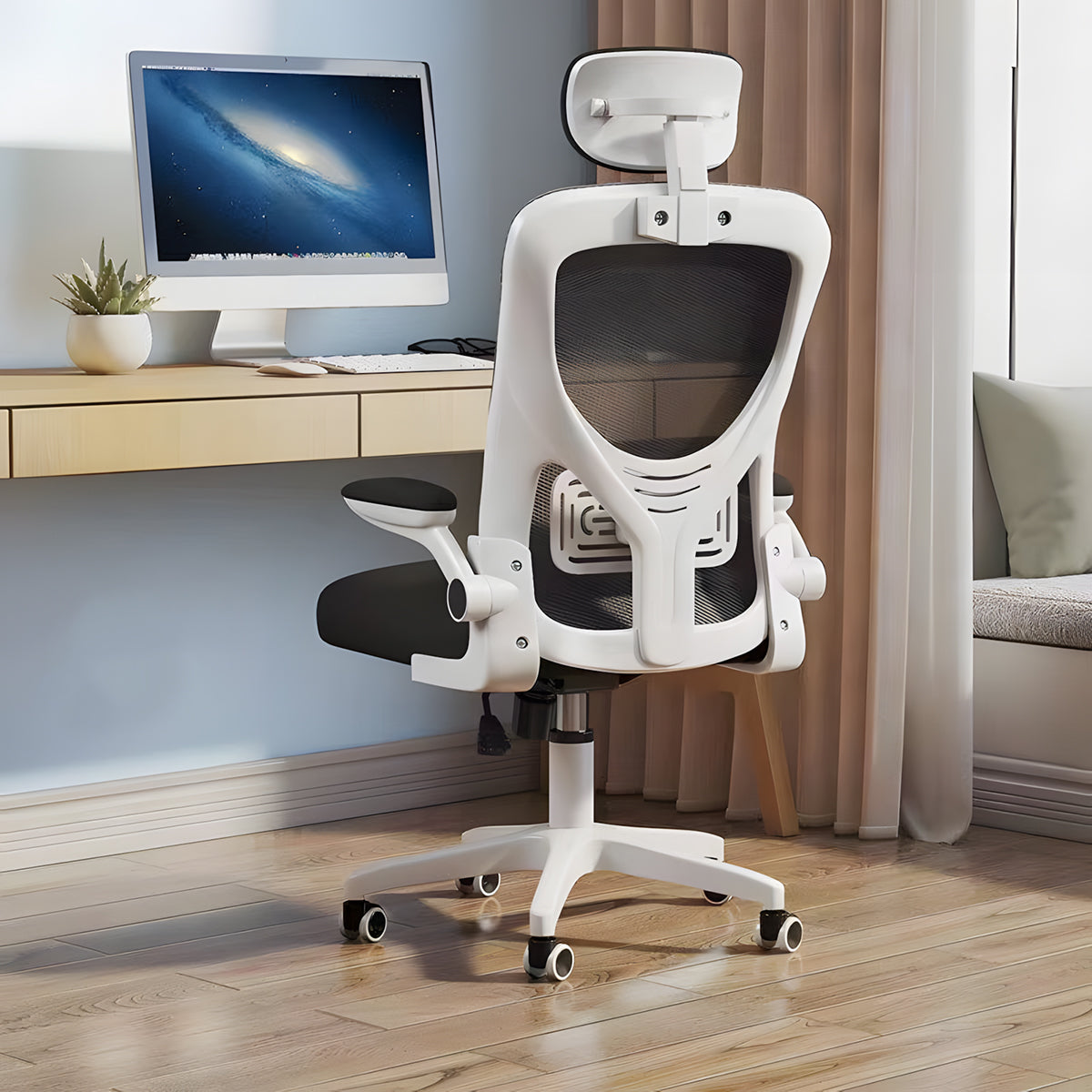 Ergonomic Mesh Office Chair with Adjustable Armrests, Lumbar Support, and Latex Seat Cushion