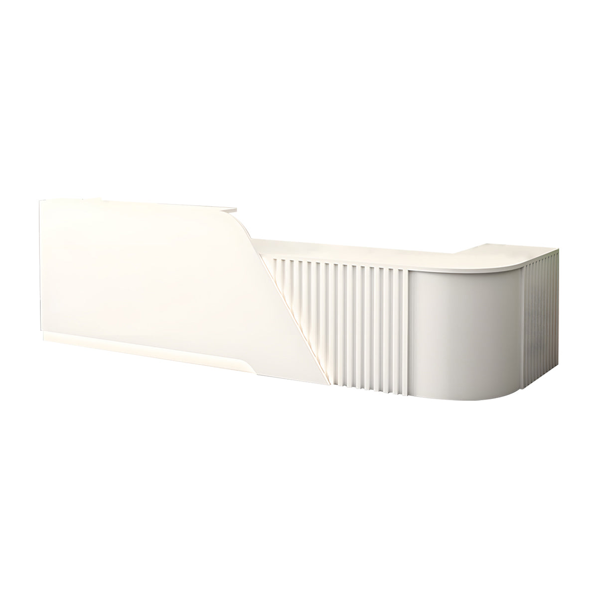 Reception Desk, White + White Corner on the Left, White + White finish, L63" x W24" x H39", for reception area or front office, commercial reception...