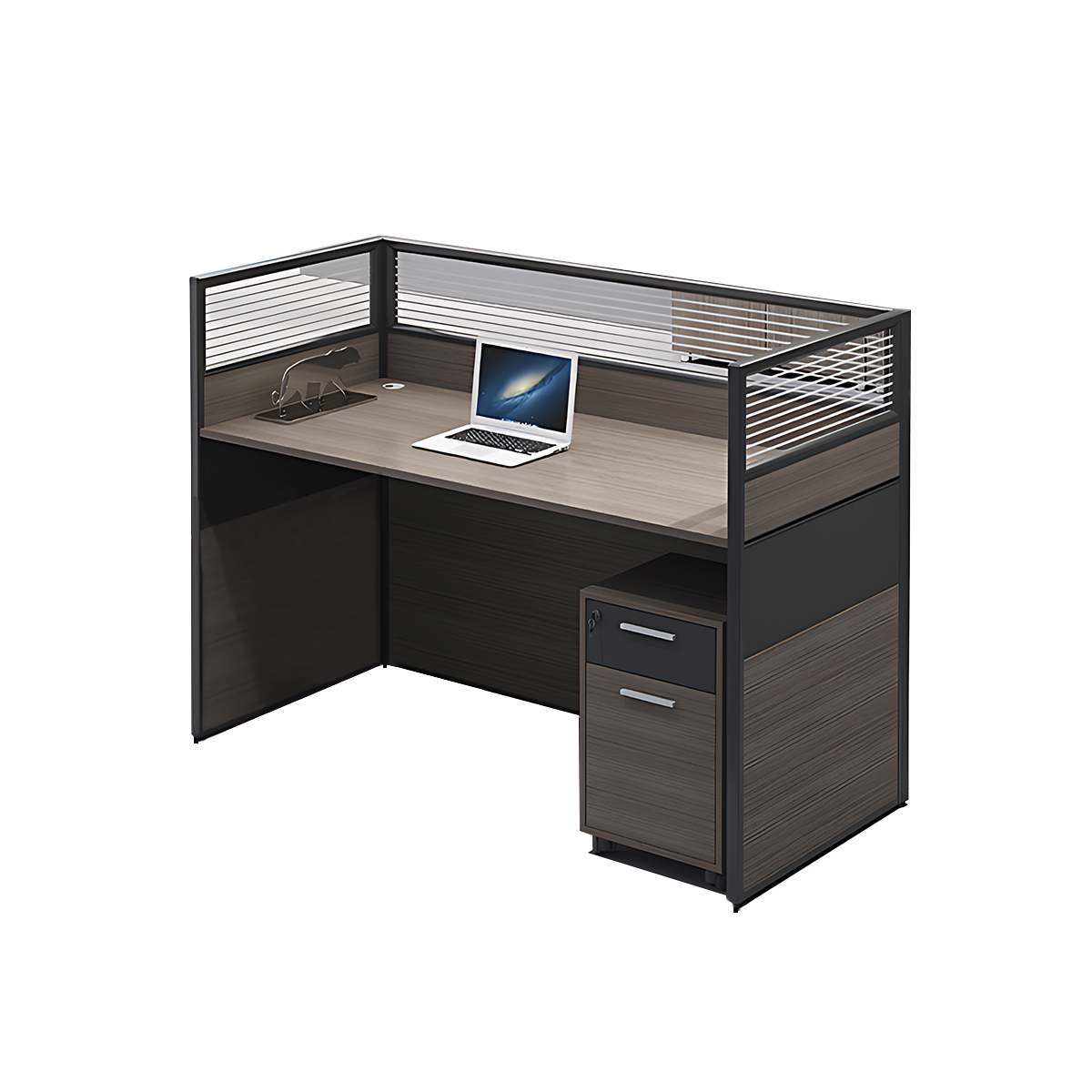 Minimalist Office Desk with Screen Partition, Four Seater