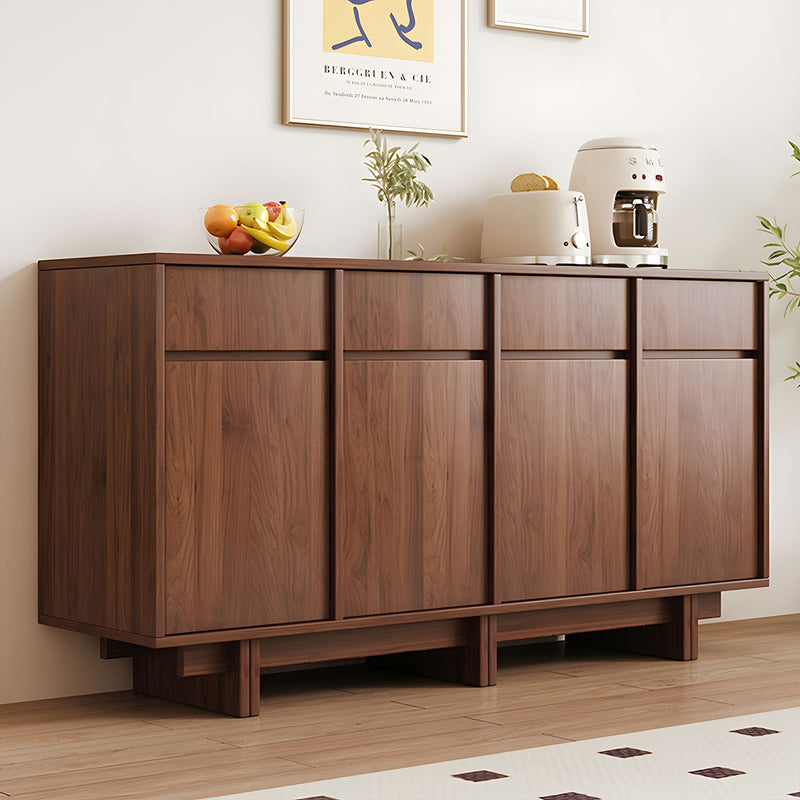 Modern Rustic Solid Wood Sideboard Buffet with Large Storage and Open Base