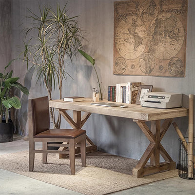 Minimalist Solid Wood Office Desk in Natural Wood Color