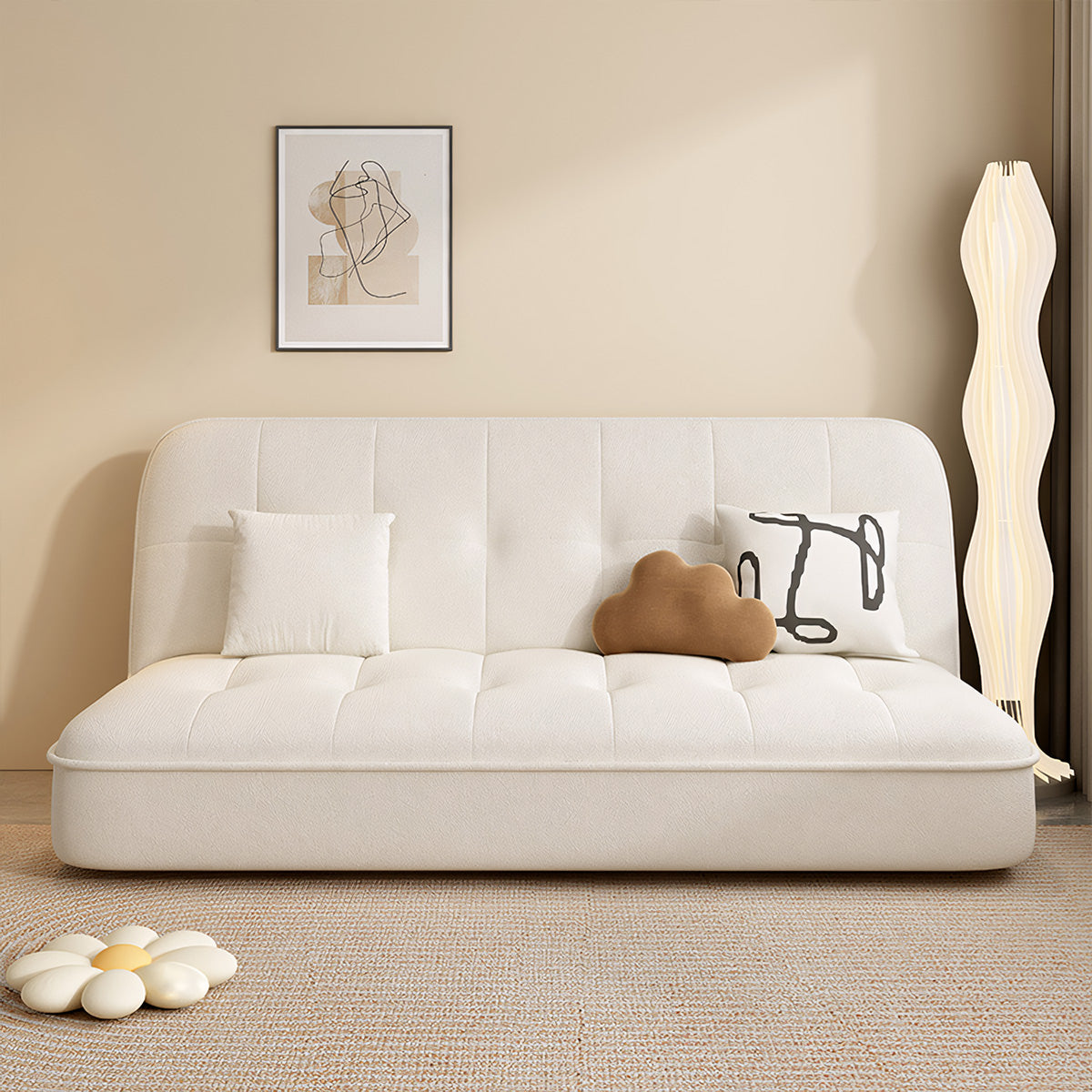 Living Room Cream Style Multifunctional Foldable Small Sofa Bed